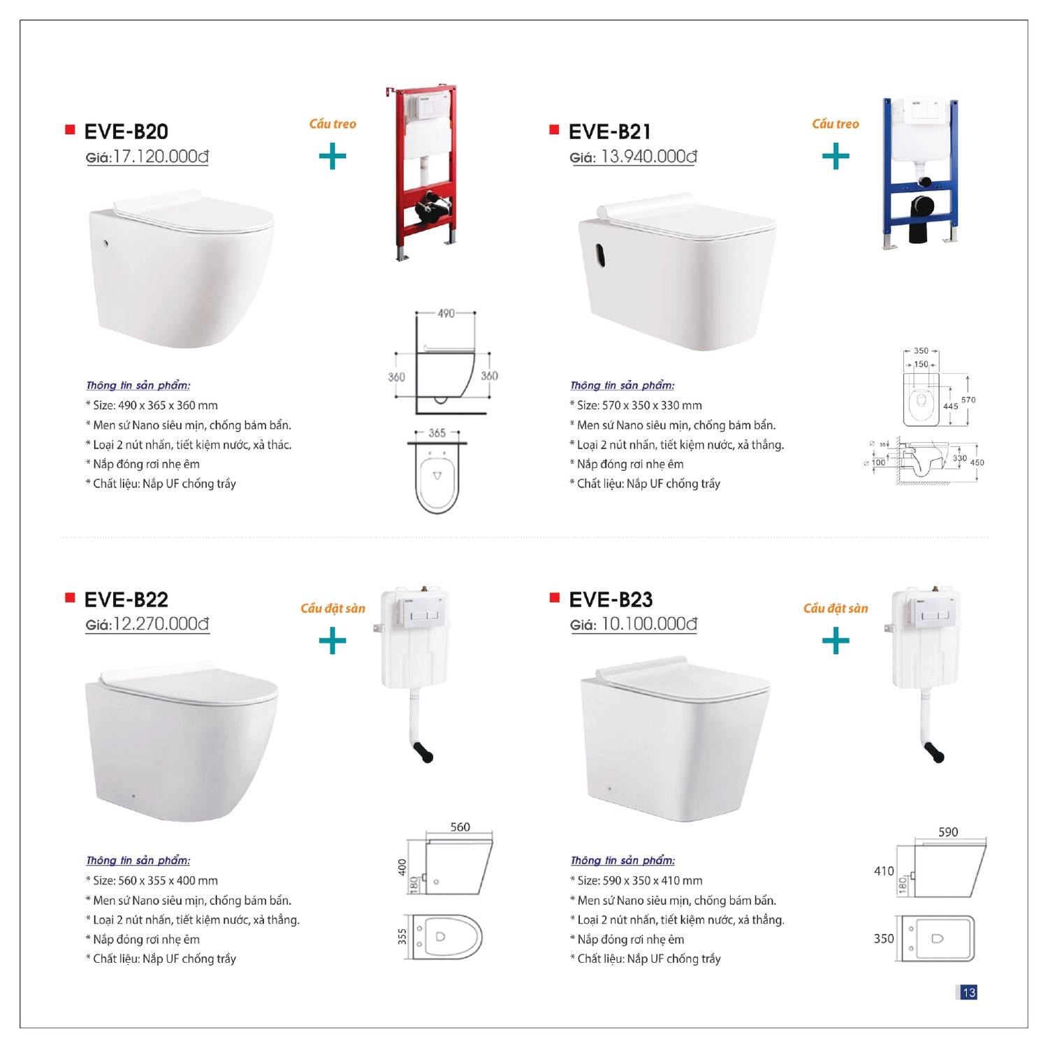 Thiết bị vệ sinh EVEREST Catalogue và Bảng giá mới nhất 2025 /Page 13